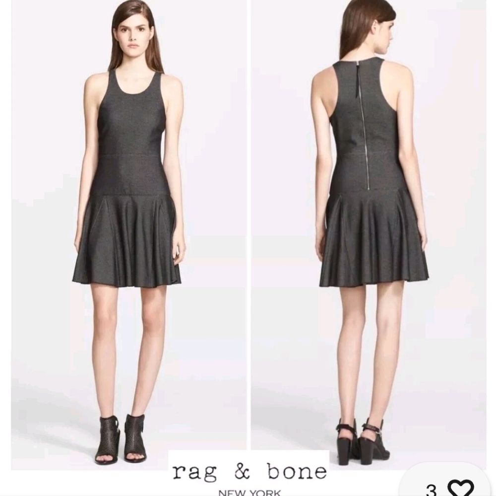 rag & bone Black Mini Fit and Flare Halter Dress for Cocktail
